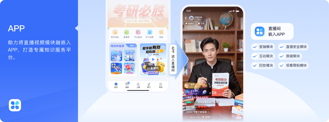 保利威 App 私域直播接入示意