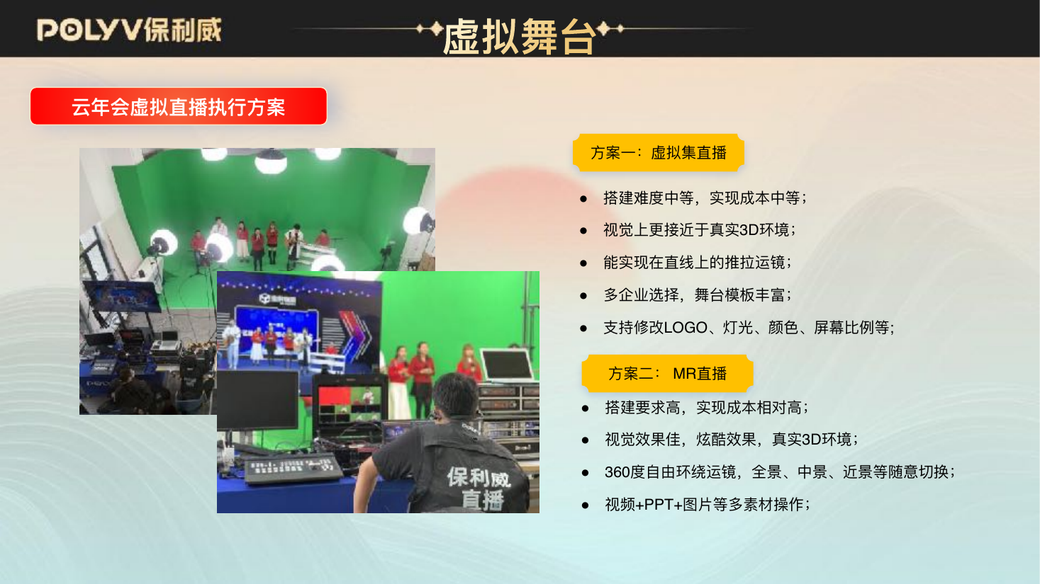 保利威云年会虚拟直播执行方案：虚拟集直播与 MR 直播两条路径的对比