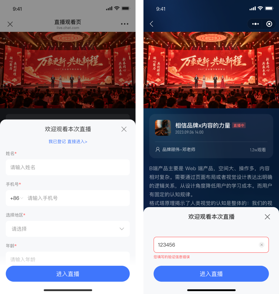 年会直播观看验证页面